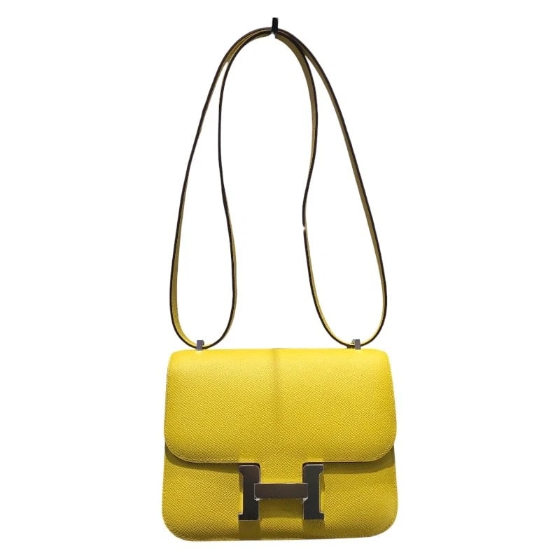 HERMES CONSTANCE 3 MINI SHOULDER BAG: HERMES Constance 3 Mini Shoulder Bag Brand: HERMES Type: Shoulder Bag Material: Epsom Color: Jaune-Naples SVHardware Size: W18cm x H14.5cmx D6cm W7.1 x H5.7x D2.4inch Accessories: None Acc