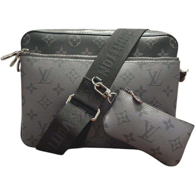 LOUIS VUITTON TRIO MESSENGER BAG SHOULDER BAG: LOUIS VUITTON Trio Messenger Bag Shoulder Bag Brand: LOUIS VUITTON Type: Shoulder Bag Material: Monogram Eclipse Color: black Size: W25cm x H18cmx D4.5cm W9.8 x H7.1x D1.8inch Accessories: None