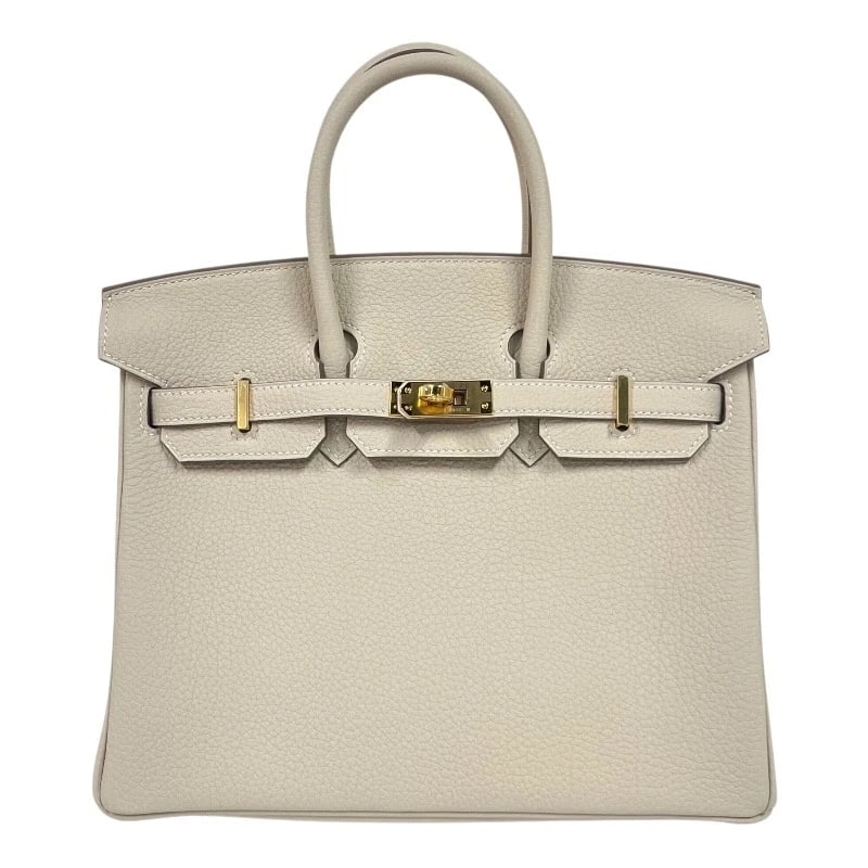 HERMES BIRKIN 25 HANDBAG: HERMES Birkin 25 Handbag Brand: HERMES Type: Handbag Material: Togo Color: Kure Gold Hardware Size: W24cm x H21cmx D12.5cm W9.4 x H8.3x D4.9inch Accessories: None Accessories Notice: When