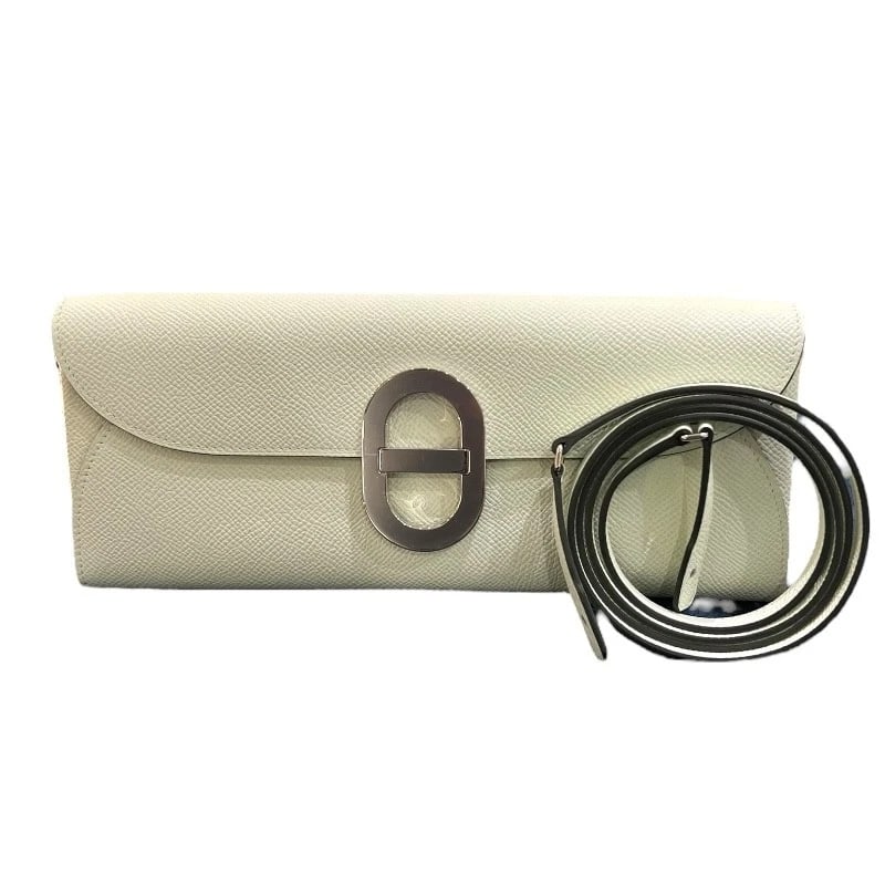 HERMES CHAINE D'ANCLE TO GO SHOULDER BAG: HERMES Chaine d'Ancle To Go Shoulder Bag Brand: HERMES Type: Shoulder Bag Material: Epsom Color: Veil Fizz SilverHardware Size: W24cm x H10cmx D2cm W9.4 x H3.9x D0.8inch Accessories: None