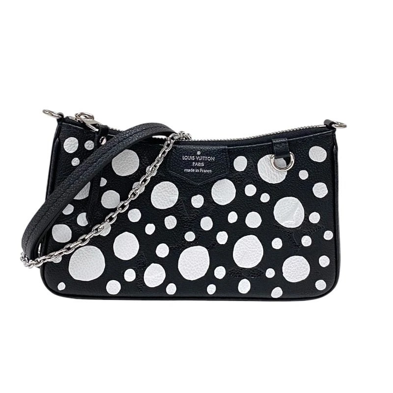 LOUIS VUITTON EASY POUCH ON STRAP YAYOI KUSAMA SHOULDER BAG: LOUIS VUITTON Easy Pouch On Strap Yayoi Kusama Shoulder Bag Brand: LOUIS VUITTON Type: Shoulder Bag Material: Monogram anplant leather Color: Black SilverHardware Size: W20cm x H11.5cmx D3.5cm W7.9 x