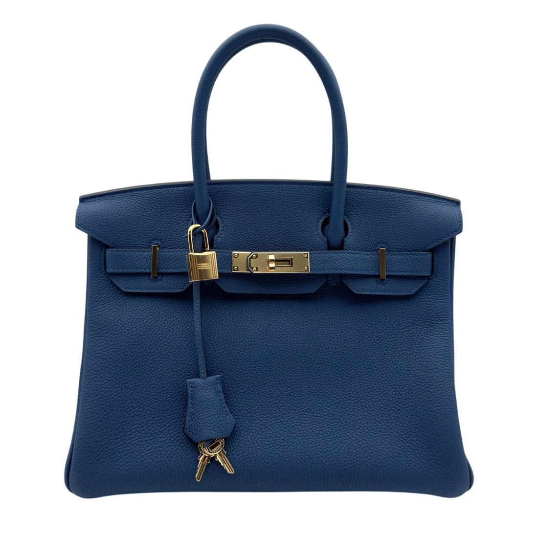 HERMES BIRKIN 30 HANDBAG: HERMES Birkin 30 Handbag Brand: HERMES Type: Handbag Material: Togo Color: Blue Tie Gold Hardware Size: W30cm x H22cmx D16cm W11.8 x H8.7x D6.3inch Accessories: None Accessories Notice: Wh