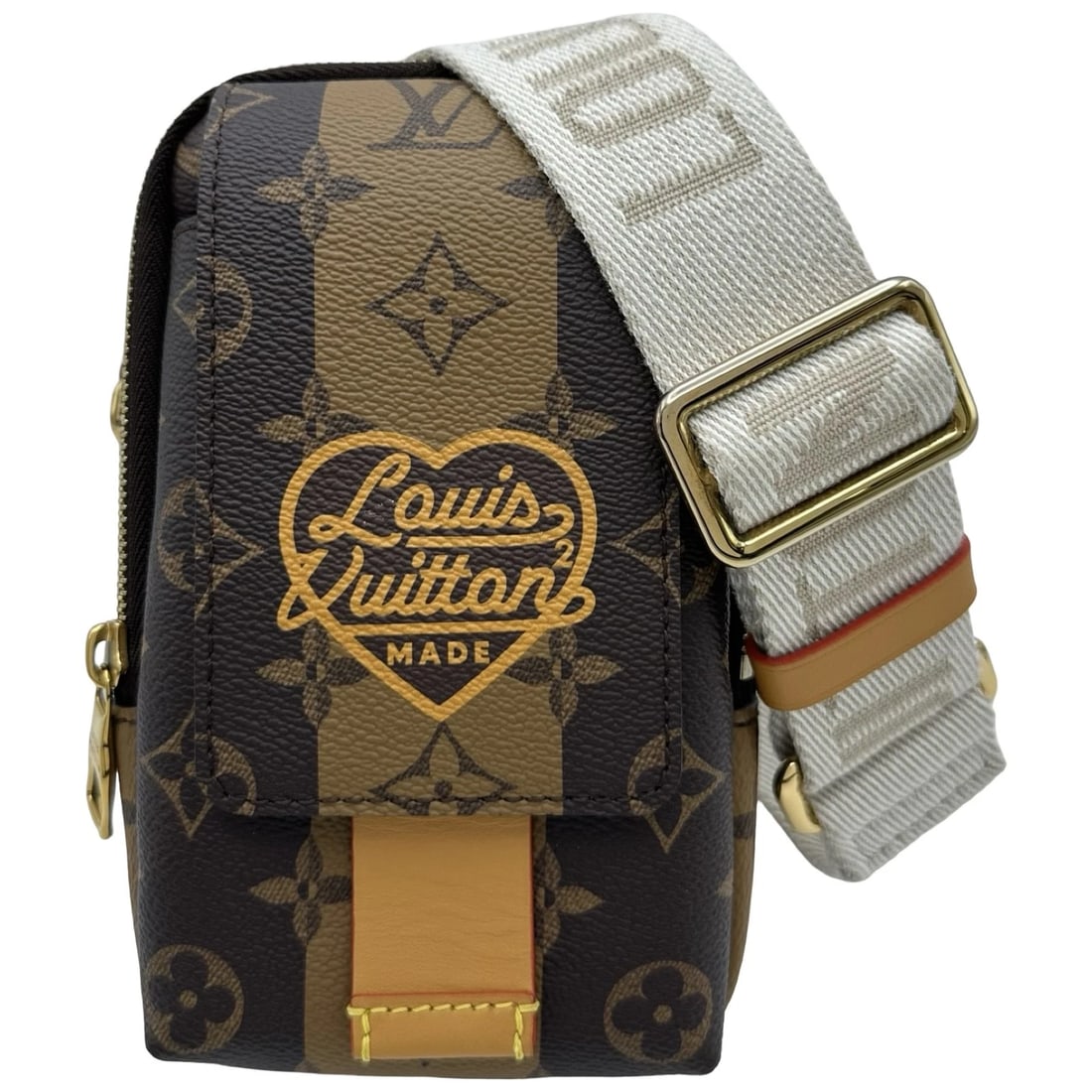 LOUIS VUITTON DOUBLE PHONE POUCH SHOULDER BAG: LOUIS VUITTON Double Phone Pouch Shoulder Bag Brand: LOUIS VUITTON Type: Shoulder Bag Material: Monogram canvas Color: Brown Size: W10cm x H18cmx D4.5cm W3.9 x H7.1x D1.8inch Shoulder:43.3inch Acc