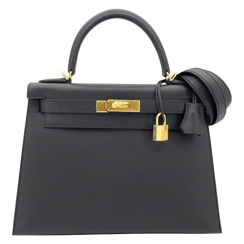 HERMES KELLY 28 OUTER SEWING HANDBAG: HERMES Kelly 28 outer sewing Handbag Brand: HERMES Type: Handbag Material: Epsom Color: Black GD Hardware Size: W28cm x H21cmx D11cm W11.0 x H8.3x D4.3inch Accessories: None Accessories No