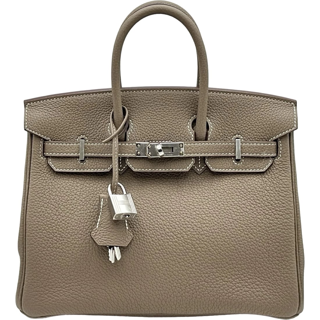 HERMES BIRKIN 25 HANDBAG: HERMES Birkin 25 Handbag Brand: HERMES Type: Handbag Material: Togo Color: Etop SilverHardware Size: W25cm x H20cmx D1cm W9.8 x H7.9x D0.4inch Accessories: None Accessories Notice: When pu