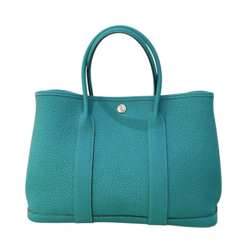 HERMES GARDEN PARTY TPM HANDBAG: HERMES Garden party TPM Handbag Brand: HERMES Type: Handbag Material: Negonda Color: Malachite SilverHardware Size: W32cm x H20cmx D14cm W12.6 x H7.9x D5.5inch Accessories: None Accessorie