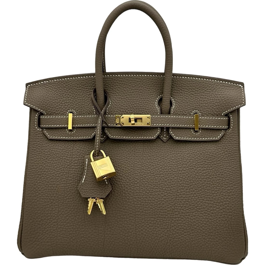 HERMES BIRKIN 25 HANDBAG: HERMES Birkin 25 Handbag Brand: HERMES Type: Handbag Material: Togo Color: Etup Gold Hardware Size: W24.5cm x H20.5cmx D12.5cm W9.6 x H8.1x D4.9inch Accessories: None Accessories Notice: W