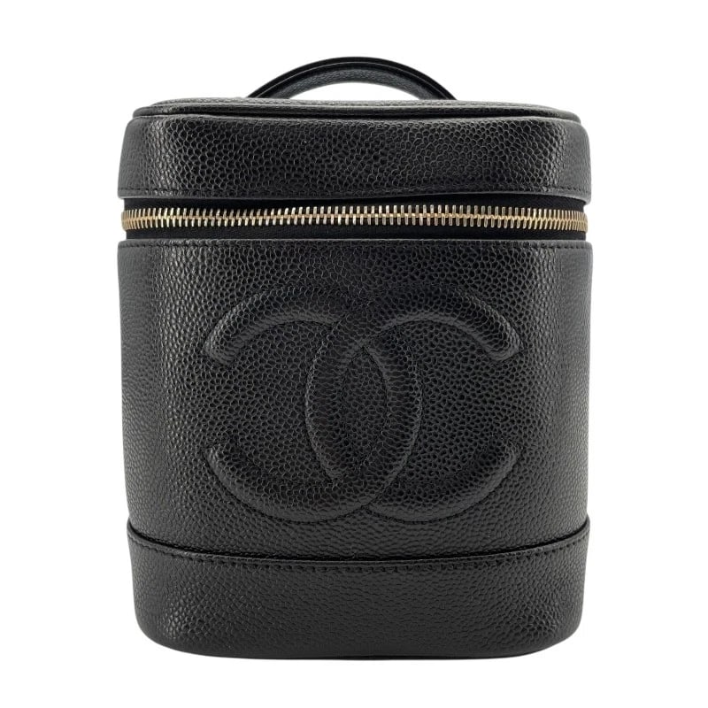 CHANEL VANITY HANDBAG: CHANEL Vanity Handbag Brand: CHANEL Type: Handbag Material: Caviar skin Color: Black Gold Hardware Size: W15cm x H13cmx D13cm W5.9 x H5.1x D5.1inch Accessories: None Accessories Notice: When