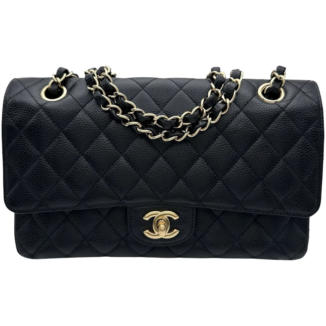 CHANEL MATRASSE 25 SHOULDER BAG: CHANEL Matrasse 25 Shoulder Bag Brand: CHANEL Type: Shoulder Bag Material: Caviar skin Color: Black Gold Hardware Size: W25cm x H16cmx D7cm W9.8 x H6.3x D2.8inch Accessories: None Accessor