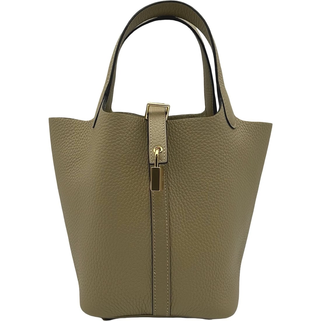 HERMES PICOTAN LOCK PM HANDBAG: HERMES Picotan Lock PM Handbag Brand: HERMES Type: Handbag Material: Taurillon Clemence Color: Trench Gold Hardware Size: W18cm x H19cmx D13.5cm W7.1 x H7.5x D5.3inch Accessories: None Acc