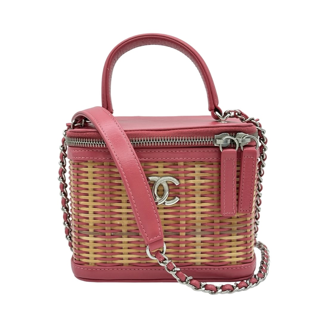 CHANEL COCO MARK VANITY SHOULDER SHOULDER BAG: CHANEL COCO Mark Vanity Shoulder Shoulder Bag Brand: CHANEL Type: Shoulder Bag Material: Rattan/Calfskin Color: SilverHardware Size: W15cm x H12.5cmx D10cm W5.9 x H4.9x D3.9inch Accessories: None