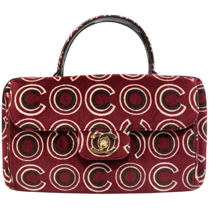 CHANEL VELOUR COCO HAND HANDBAG: CHANEL Velour COCO Hand Handbag Brand: CHANEL Type: Handbag Material: Velor Color: Red gold hardware Size: W24cm x H13.5cmx D7cm W9.4 x H5.3x D2.8inch Accessories: None Accessories Notice: When