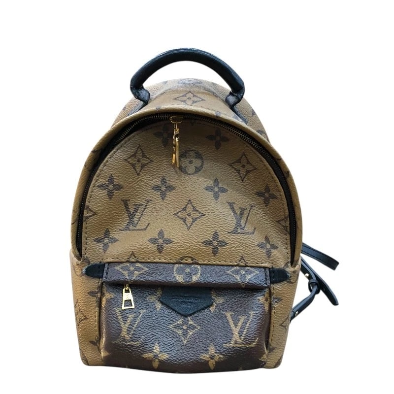 LOUIS VUITTON PALM SPRINGS MINI BACKPACK: LOUIS VUITTON Palm Springs Mini Backpack Brand: LOUIS VUITTON Type: Backpack Â· Daypack Material: Monogram canvas Color: Gold Hardware Size: W17cm x H10cmx D22cm W6.7 x H3.9x D8.7inch Accessories: