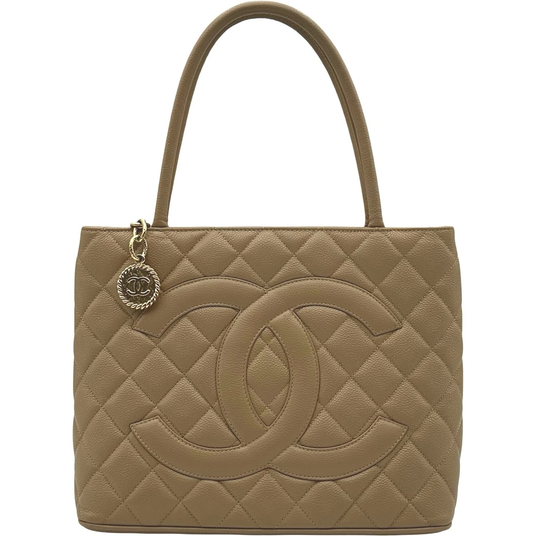 CHANEL STANDARD HANDBAG: CHANEL Standard Handbag Brand: CHANEL Type: Handbag Material: Caviar skin Color: Beige Gold Hardware Size: W29cm x H24cmx D14.5cm W11.4 x H9.4x D5.7inch Accessories: None Accessories Notice: When