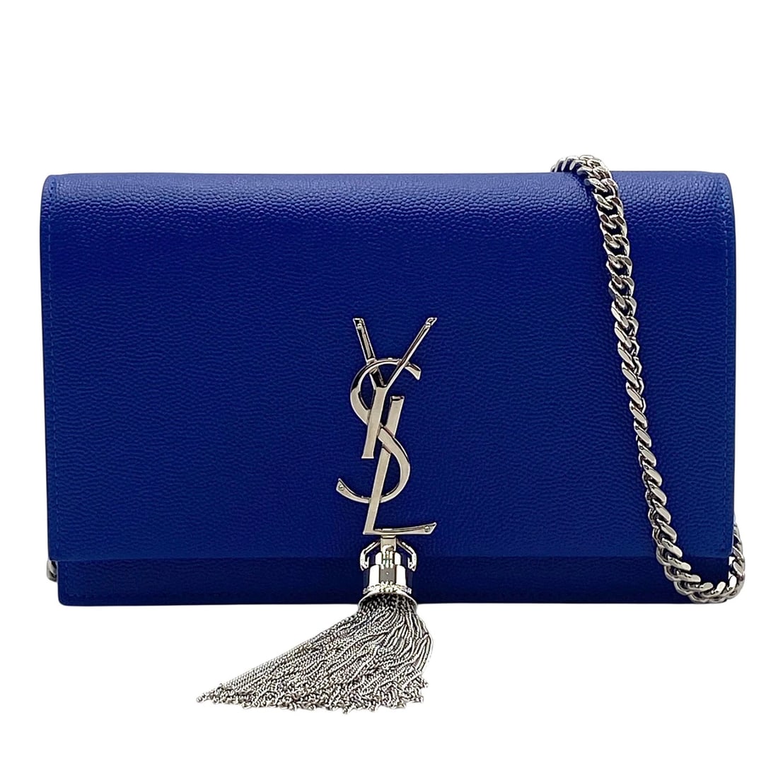 SAINT LAURENT KATE TASSEL CHAIN WALLET SHOULDER BAG: SAINT LAURENT Kate Tassel Chain Wallet Shoulder Bag Brand: SAINT LAURENT Type: Shoulder Bag Material: Grain leather Color: blue Size: W19.0cm x H12.0cmx D3.0cm W7.5 x H4.7x D1.2inch Accessories: N