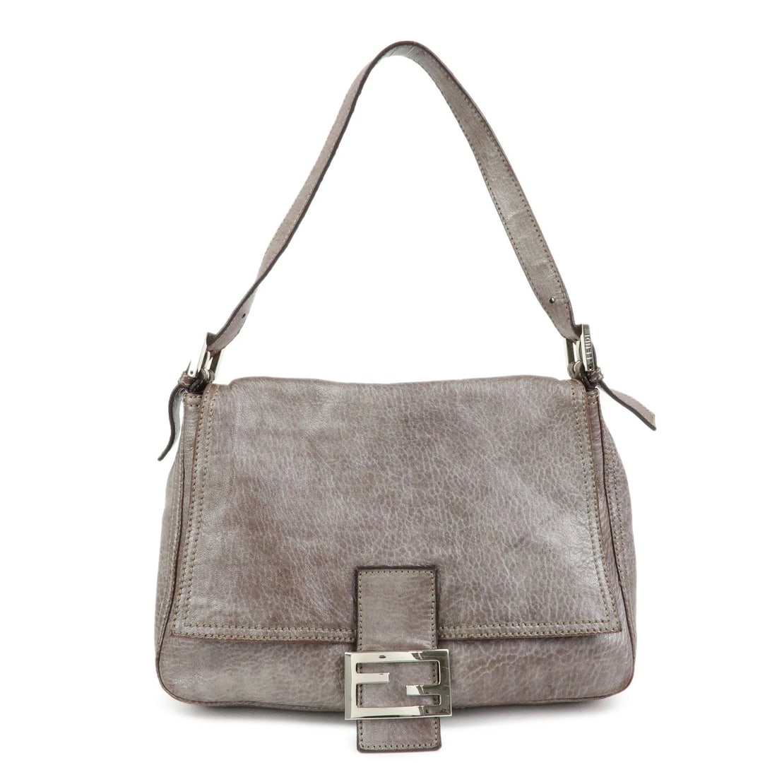 FENDI MAMMA BAGUETTE LEATHER SHOULDER BAG METALLIC BROWN (1 of 6)