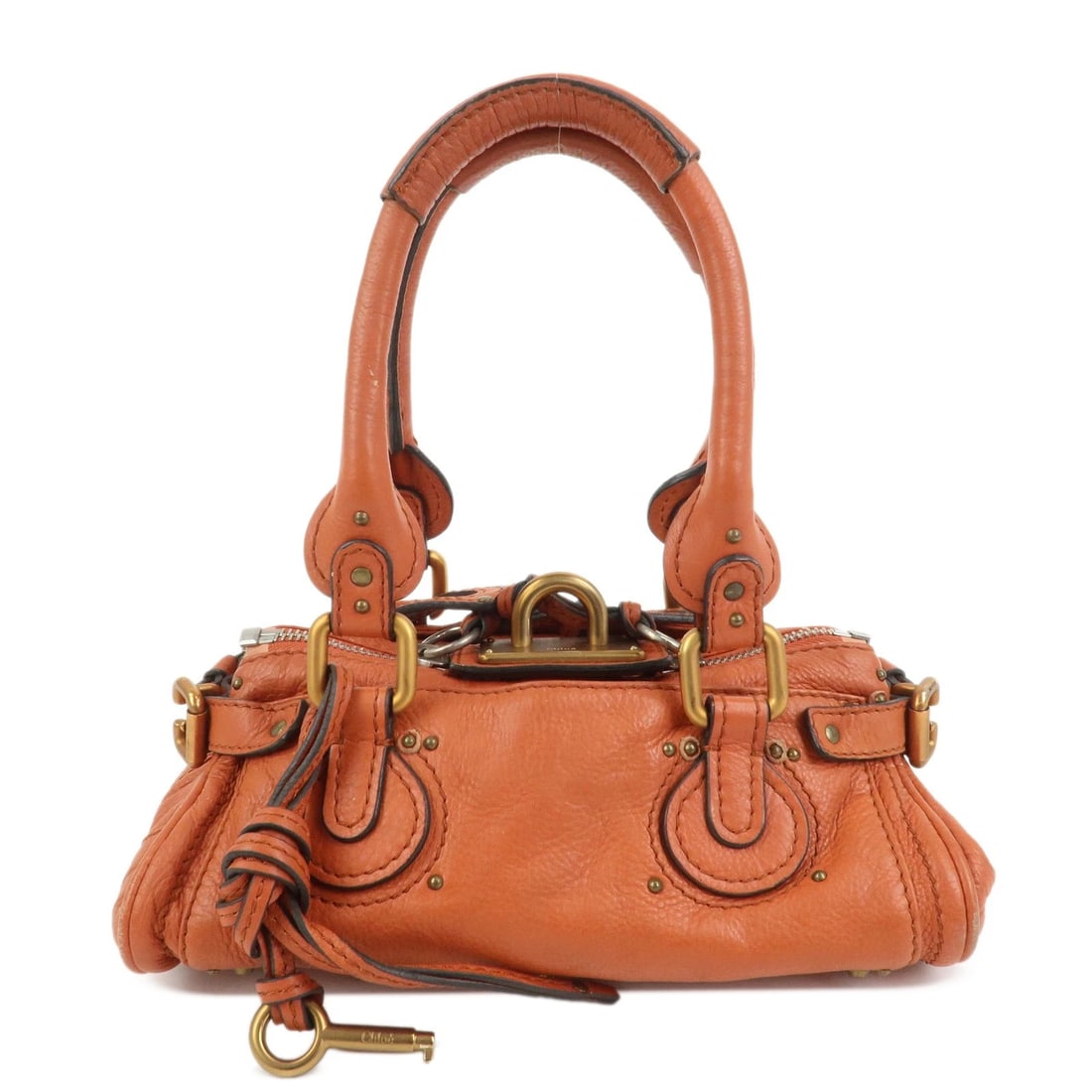 CHLOE PADDINGTON LEATHER HAND BAG SHOULDER BAG: Chloe Paddington Leather Hand Bag Shoulder Bag Brand: Coach Type: 2way bag Material: Leather Color: Orange Size: W29cm(11.42")H12cm(4.72")?16cm(6.30") Accessories: None Accessories Notice:
