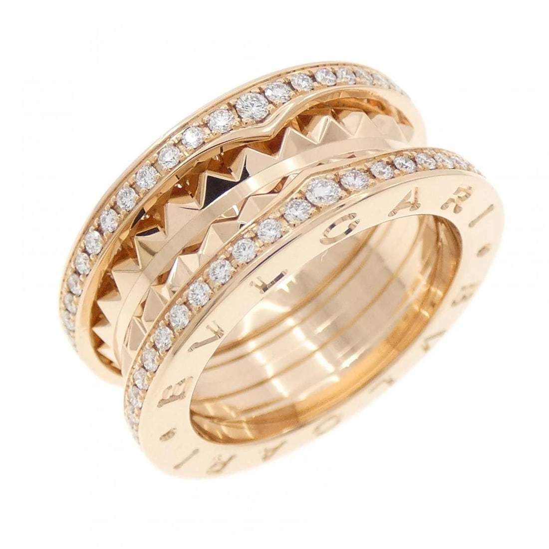 BVLGARI B.ZERO1 ROCK 2-BAND RING: Bvlgari B.zero1 Rock 2-Band Ring Brand: BVLGARI Type: Ring Material: 750 Pink Gold, Color: Pink Gold Size: US 5 1/4 Accessories: None Accessories Notice: When purchasing pre-owned goods, p