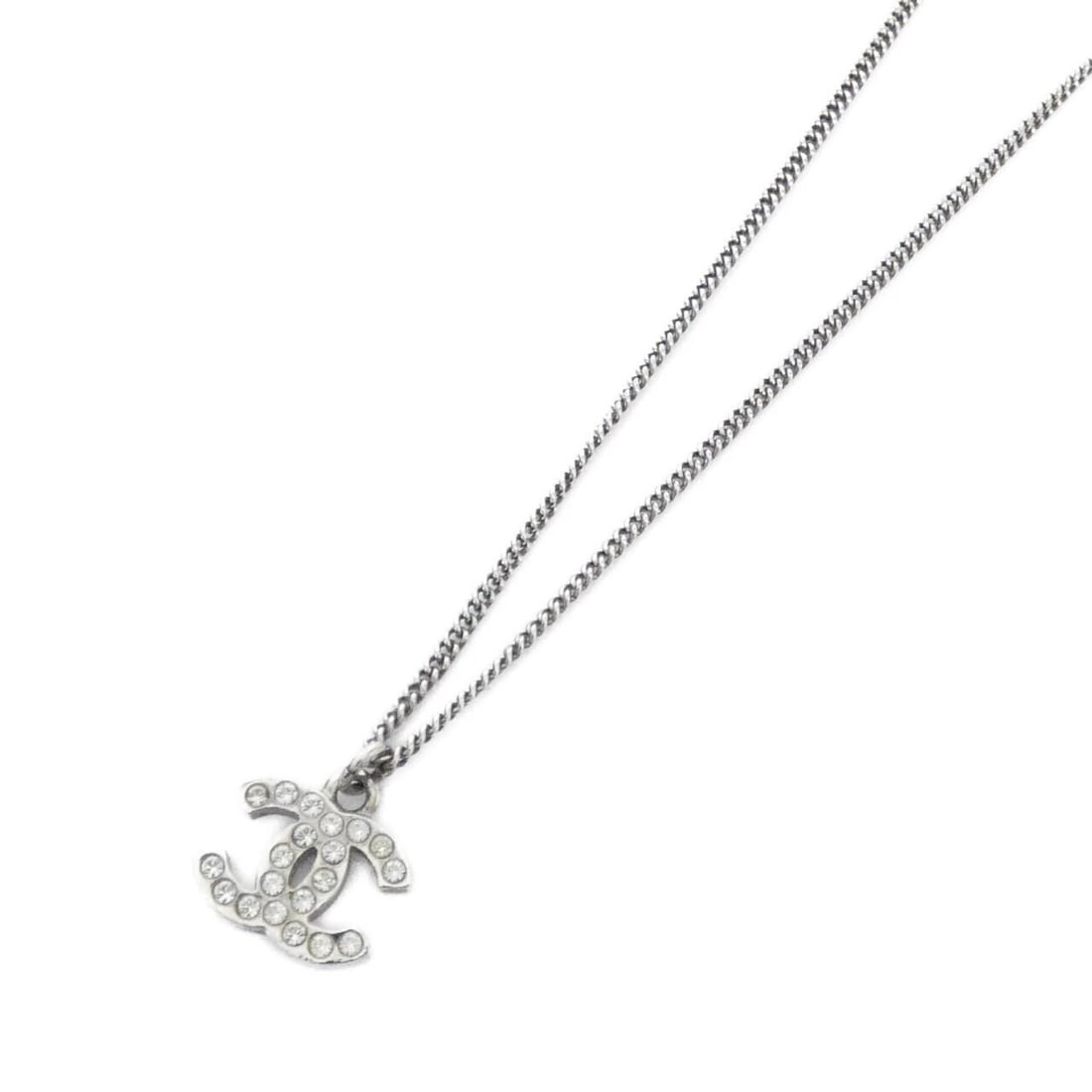 CHANEL NECKLACE: Chanel Necklace Brand: CHANEL Type: Necklace Material: None, Color: CRYSTAL / SILVER (Silver Size: Length: 44cm Top width x height: 1.5cmx1.1cm Accessories: None Accessories Notice: When purchasing