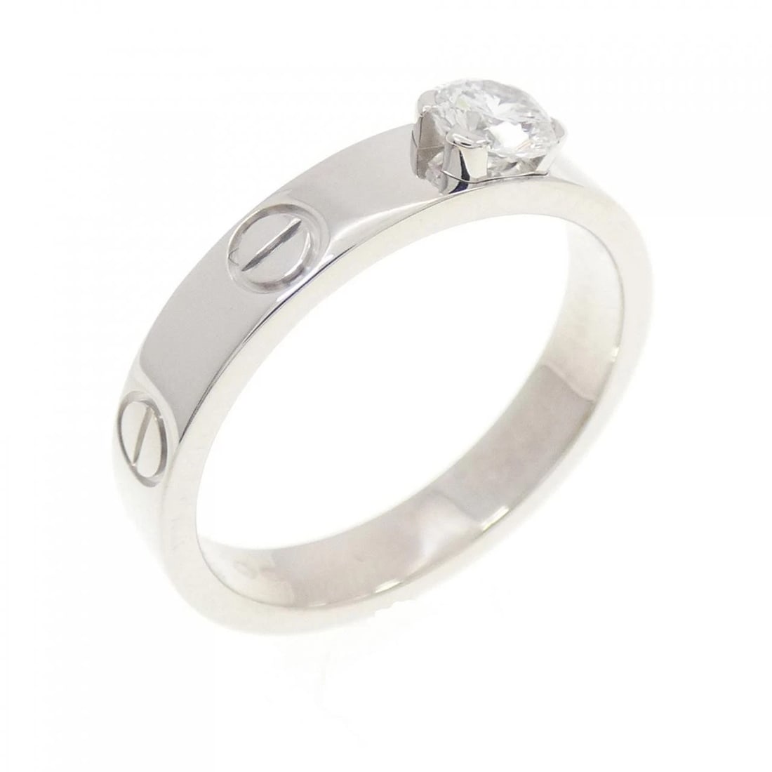 CARTIER MINI LOVE RING SOLITAIRE RING: Cartier Mini Love Ring Solitaire Ring Brand: CARTIER Type: ring Material: 750 white gold, Main Stone/Creation Natural Color: White Gold Size: US 5 1/4(50) Accessories: None Accessories Not