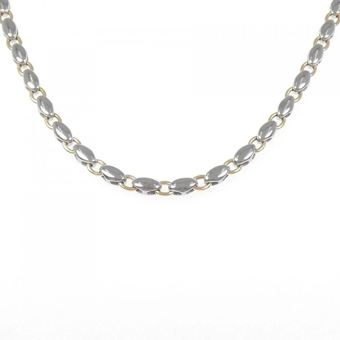 BVLGARI 750YG/ST NECKLACE: Bvlgari 750YG/ST Necklace Brand: BVLGARI Type: Necklace Material: 750 Yellow Gold/Stainless Steel, Color: Yellow Gold/Stainless Steel Size: Size40cmActual Size Chain maximum width approx.: 3.8mm