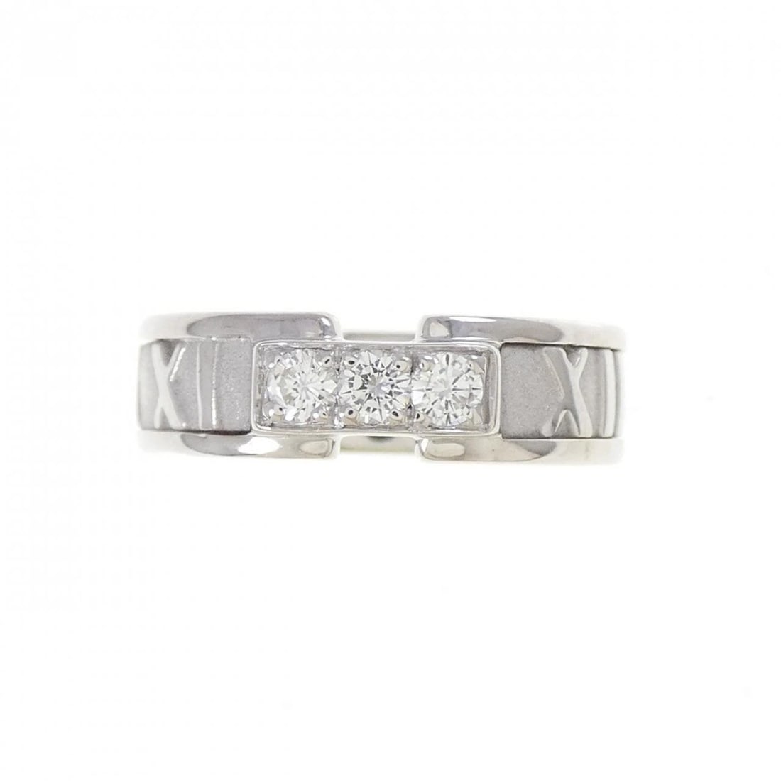 TIFFANY&CO. ATLAS RING: TIFFANY&Co. Atlas Ring Brand: TIFFANY&Co. Type: Ring Material: 750 white gold, Main Stone/Creation Natural Color: white gold Size: US 5.5 Accessories: None Accessories Notice: When purchasing