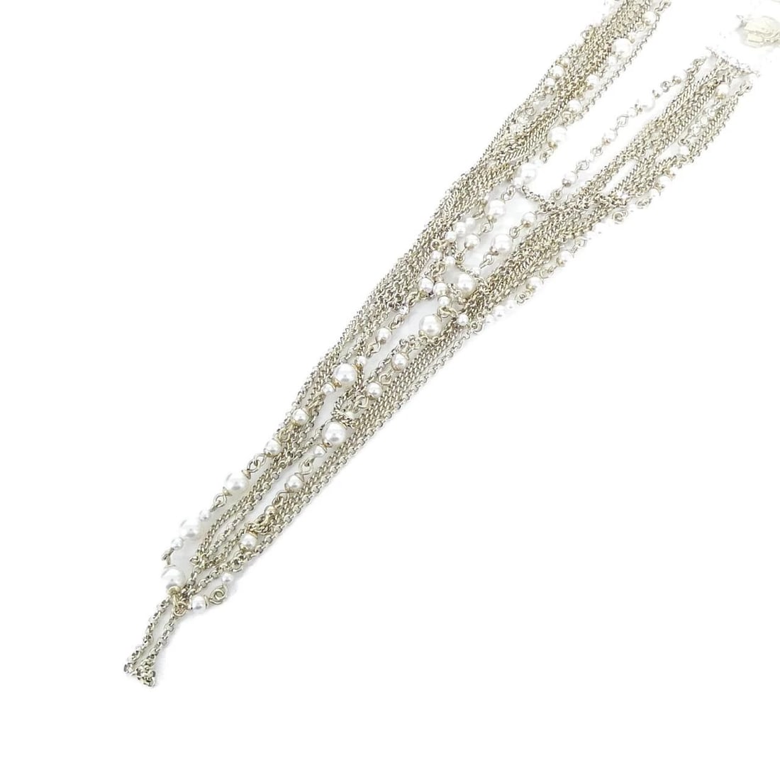 CHANEL AB2920 NECKLACE: Chanel AB2920 Necklace Brand: CHANEL Type: Necklace Material: Fake pearl, Color: None Size: Length: 80-83cm Motif width x height: 1.8cm x 1.2cm Accessories: None Accessories Notice: When purchasing