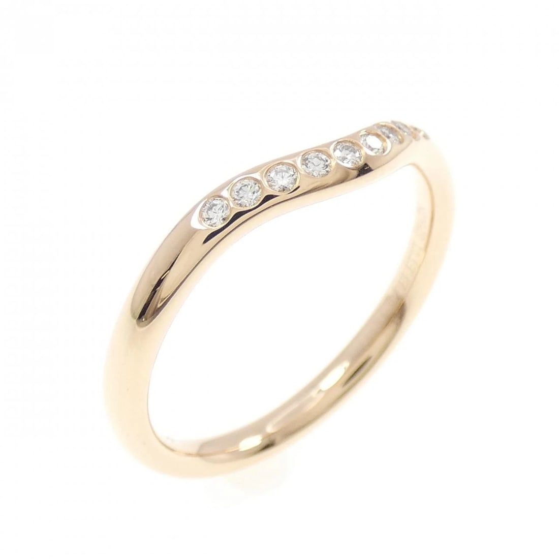 TIFFANY & CO. CURVED 9-PIECE RING: TIFFANY & Co. Curved 9-Piece Ring Brand: TIFFANY&Co. Type: Ring Material: 750 Pink Gold, Main Stone/Creation Natural Color: pink Gold Size: US 6 Accessories: None Accessories Notice: When purchasing
