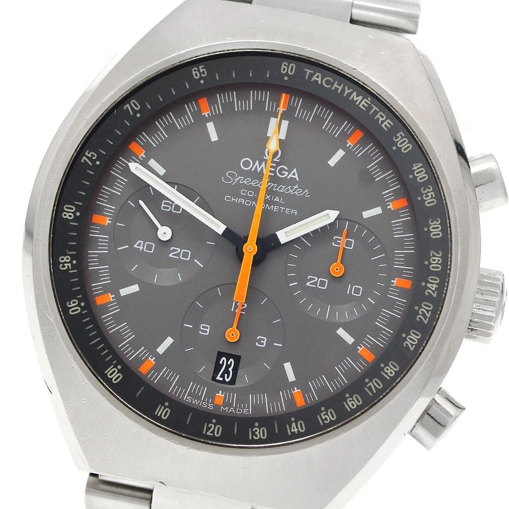 OMEGA SPEEDMASTER CO-AXIAL AUTOMATIC: OMEGA Speedmaster Co-Axial Automatic Brand: OMEGA Type: Wristwatch Material: Band Material Stainless Steel, Case Material Stainless Steel Color: Band Color Silver, Dial Colorgray, Case ColorSilver