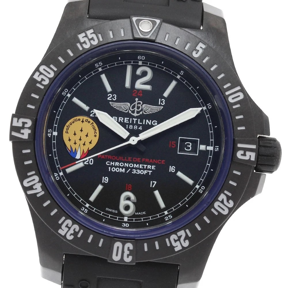 BREITLING PATROUILLE QUARTZ WATCH: BREITLING Patrouille Quartz Watch Brand: BREITLING Type: Wristwatch Material: Band Material rubber, Case Material Bright light Color: Band Color black, Dial Colorblack, Case Colorblack Size: Case