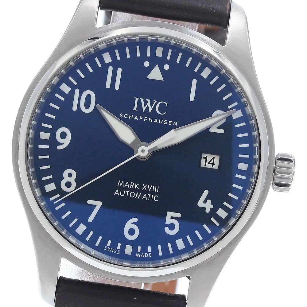IWC SCHAFFHAUSEN PILOT WATCH DATE AUTOMATIC: IWC SCHAFFHAUSEN Pilot watch Date Automatic Brand: IWC SCHAFFHAUSEN Type: Wristwatch Material: Band Material leather, Case Material Stainless Steel Color: Band Color Brown, Dial ColorNavy, Case