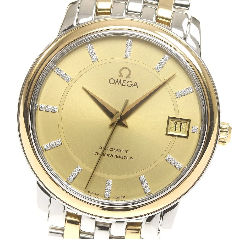 OMEGA DE VILLE PRESTIGE DATE GOLD AUTOMATIC WATCH: OMEGA De Ville Prestige Date gold Automatic Watch Brand: OMEGA Type: Wristwatch Material: Band Material Stainless Steel, Case Material Stainless Steel Color: Band Color Silver, Dial Colorgold, Case Co