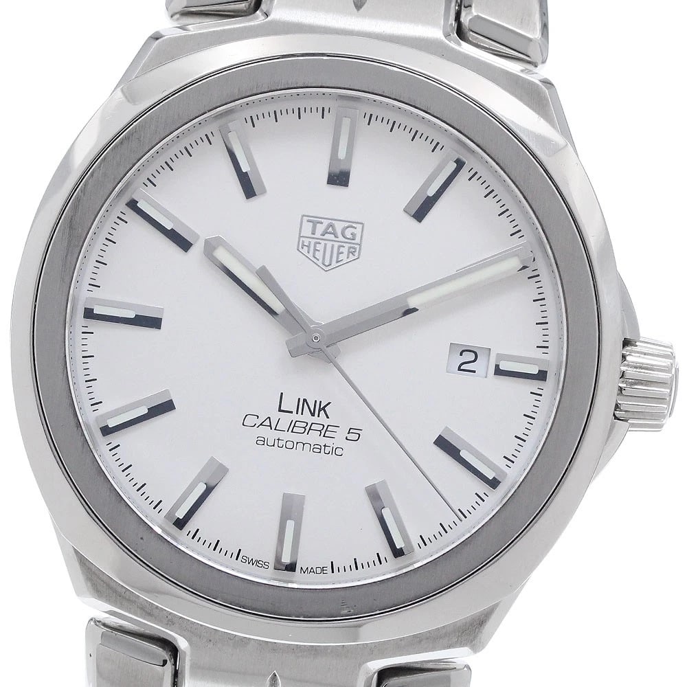 TAG HEUER CALIBER DATE SILVER AUTOMATIC WATCH: TAG HEUER caliber Date Silver Automatic Watch Brand: TAG HEUER Type: Wristwatch Material: Band Material Stainless Steel, Case Material Stainless Steel Color: Band Color Silver, Dial ColorSilver, Case