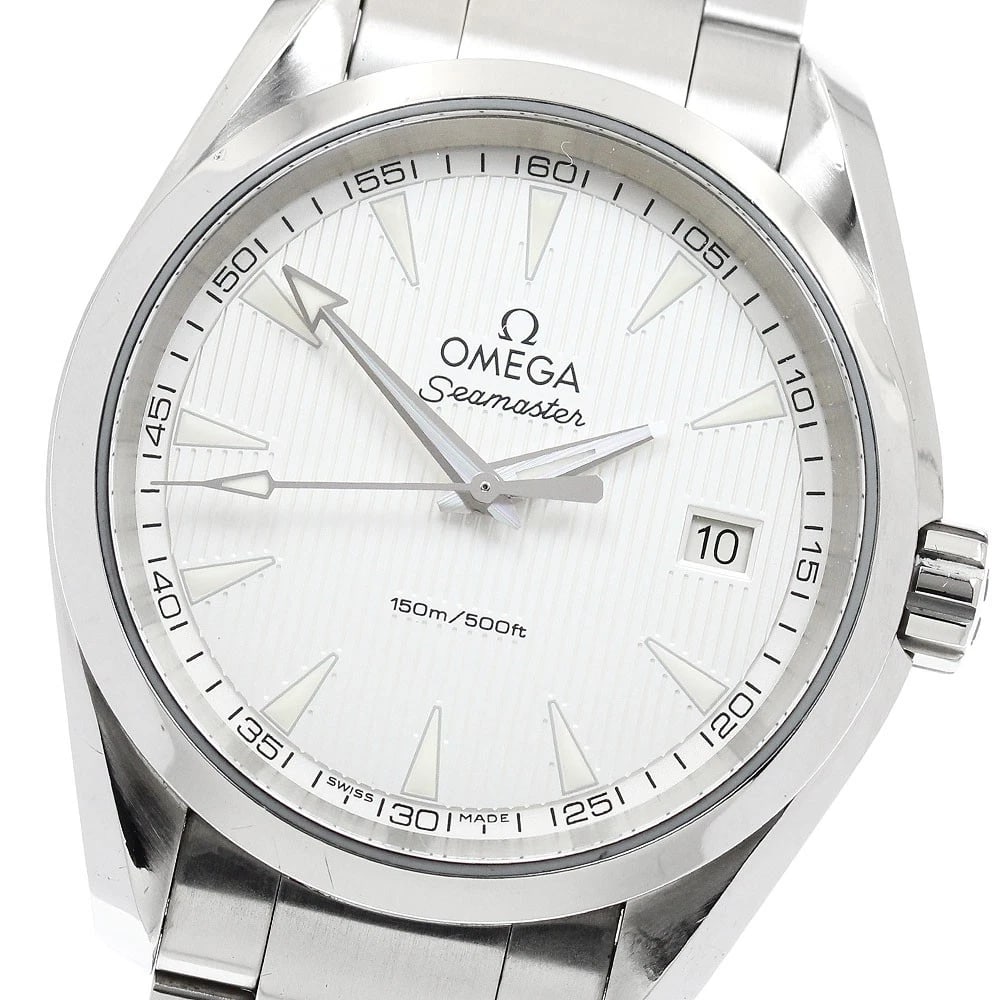 OMEGA SEAMASTER AQUA TERRA DATE QUARTZ WATCH: OMEGA Seamaster Aqua Terra Date Quartz Watch Brand: OMEGA Type: Wristwatch Material: Band Material Stainless Steel, Case Material Stainless Steel Color: Band Color Silver, Dial ColorSilver, Case