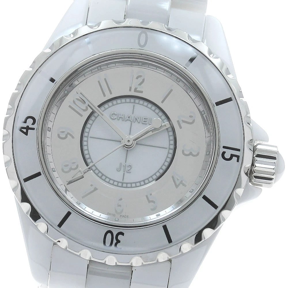 CHANEL J12 MIRROR WHITE QUARTZ WATCH: CHANEL J12 Mirror White Quartz Watch Brand: CHANEL Type: Wristwatch Material: Band Material Ceramic / Stainless Steel, Case Material Ceramic / Stainless Steel Color: Band Color White / Silver, Dial Co