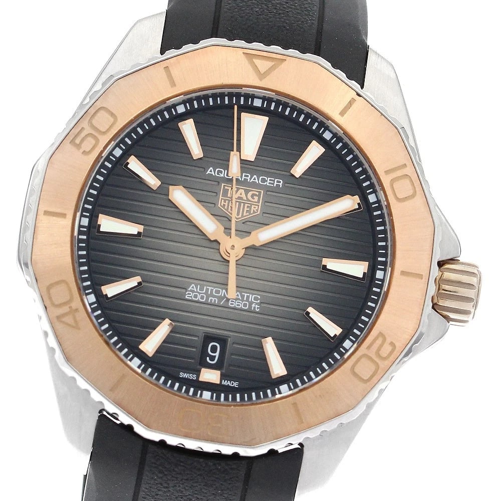 TAG HEUER AQUARACER PROFESSIONAL AUTOMATIC WATCH: TAG HEUER Aquaracer Professional Automatic Watch Brand: TAG HEUER Type: Wristwatch Material: Band Material rubber, Case Material Stainless Steel/RG Color: Band Color black, Dial Colorblack, Case Color