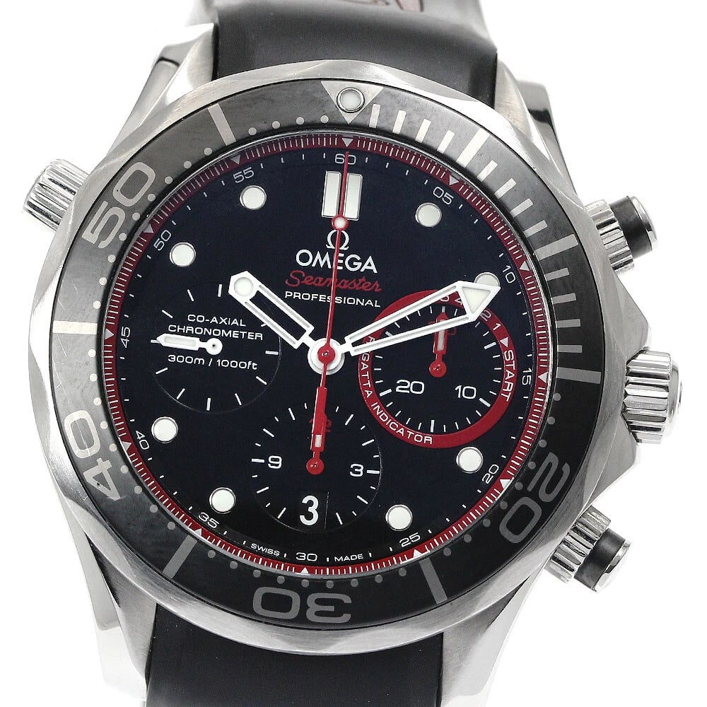 OMEGA SEAMASTER WATCH: OMEGA Seamaster Watch Brand: OMEGA Type: Wristwatch Material: Band Material rubber, Case Material Stainless Steel Color: Band Color black, Dial Colorblack, Case ColorSilver Size: Case Size About44mm