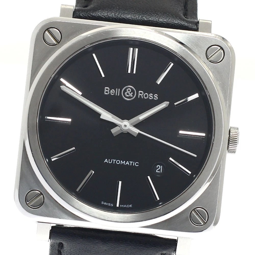 BELL?ROSS DATE BLACK AUTOMATIC WATCH: Bell?Ross Date black Automatic Watch Brand: Bell?Ross Type: Wristwatch Material: Band Material leather, Case Material Stainless Steel Color: Band Color black, Dial Colorblack, Case ColorSilver Size: C