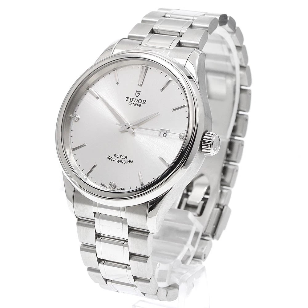 TUDOR STYLE DATE DIAMOND SILVER AUTOMATIC WATCH - 2