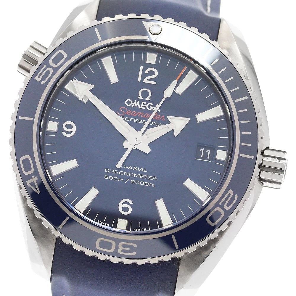 OMEGA SEAMASTER PLANET OCEAN AUTOMATIC: OMEGA Seamaster Planet Ocean Automatic Brand: OMEGA Type: Wristwatch Material: Band Material rubber, Case Material titanium Color: Band Color Navy, Dial ColorNavy, Case ColorSilver Size: Case Size