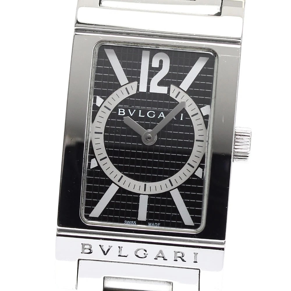BVLGARI BLACK QUARTZ WATCH: BVLGARI black Quartz Watch Brand: BVLGARI Type: Wristwatch Material: Band Material Stainless Steel, Case Material Stainless Steel Color: Band Color Silver, Dial Colorblack, Case ColorSilver Size: Case