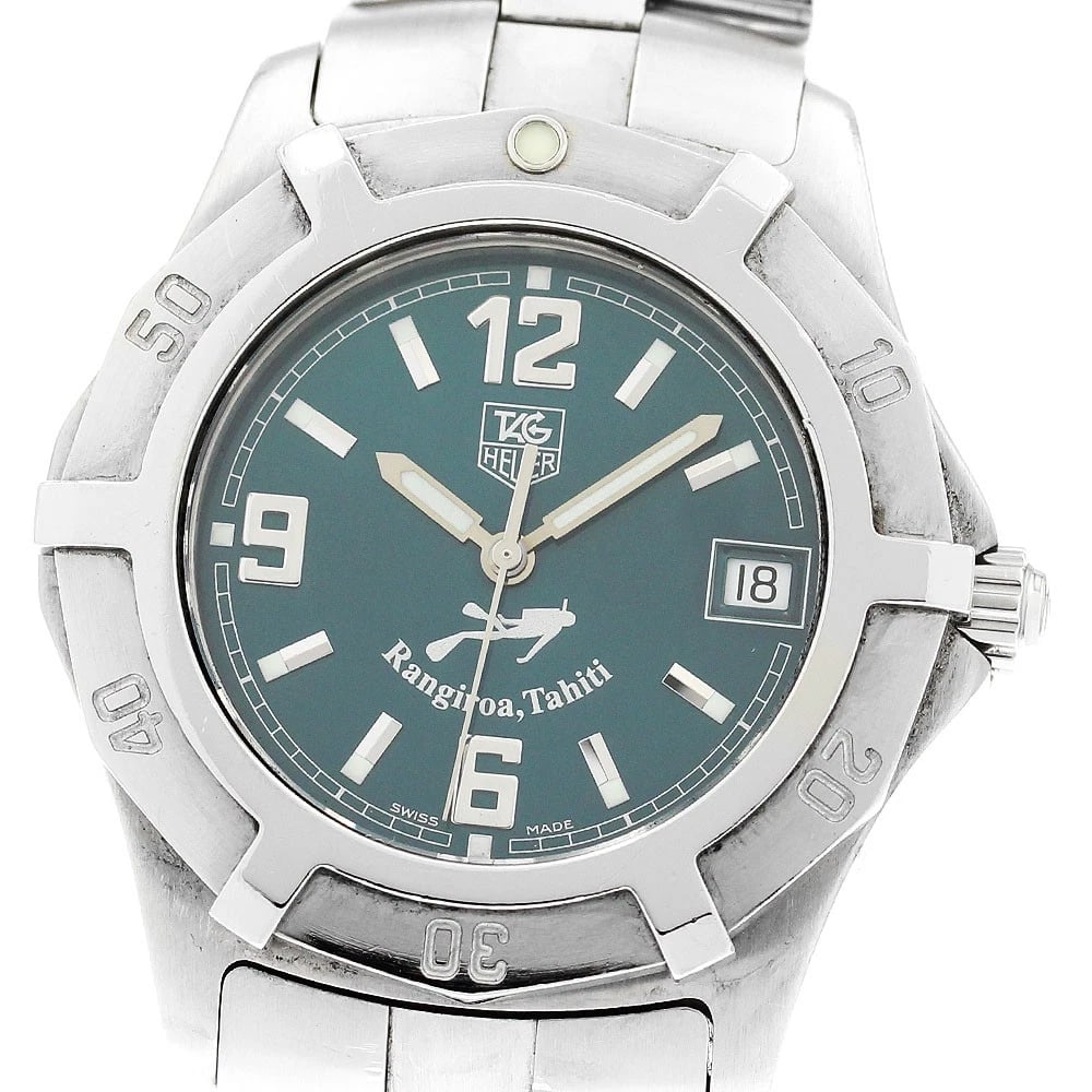 TAG HEUER QUARTZ WATCH: TAG HEUER Quartz Watch Brand: TAG HEUER Type: Wristwatch Material: Band Material Stainless Steel, Case Material Stainless Steel Color: Band Color Silver, Dial Colorgreen, Case ColorSilver Size: Case