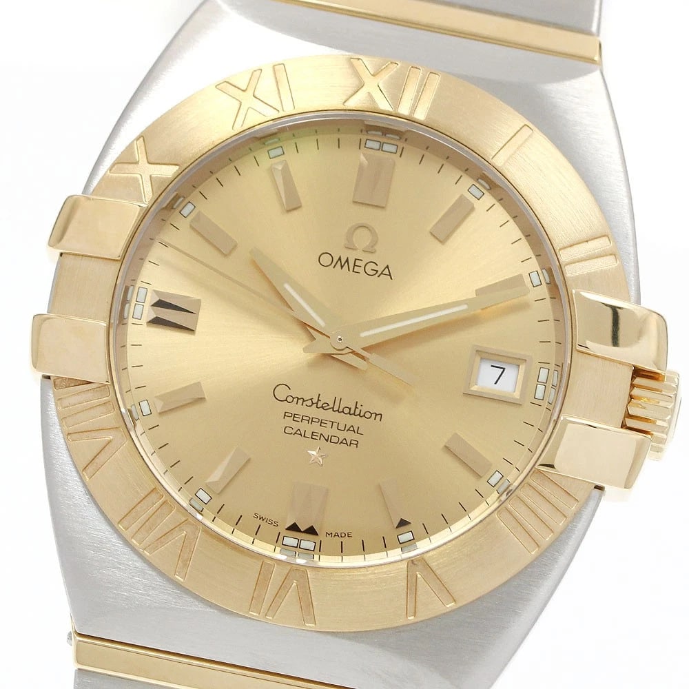 OMEGA CONSTELLATION PERPETUAL QUARTZ WATCH: OMEGA Constellation Perpetual Quartz Watch Brand: OMEGA Type: Wristwatch Material: Band Material Stainless Steel/YG, Case Material Stainless Steel/YG Color: Band Color Silver / Gold, Dial Colorgold, C