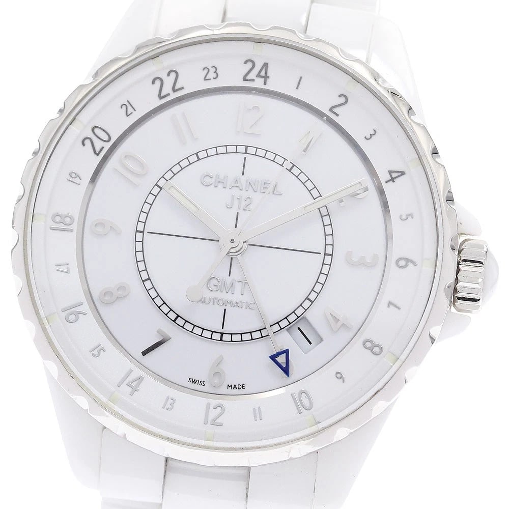 CHANEL J12 WHITE AUTOMATIC WATCH: CHANEL J12 white Automatic Watch Brand: CHANEL Type: Wristwatch Material: Band Material Ceramic / Stainless Steel, Case Material Ceramic / Stainless Steel Color: Band Color white, Dial Colorwhite,