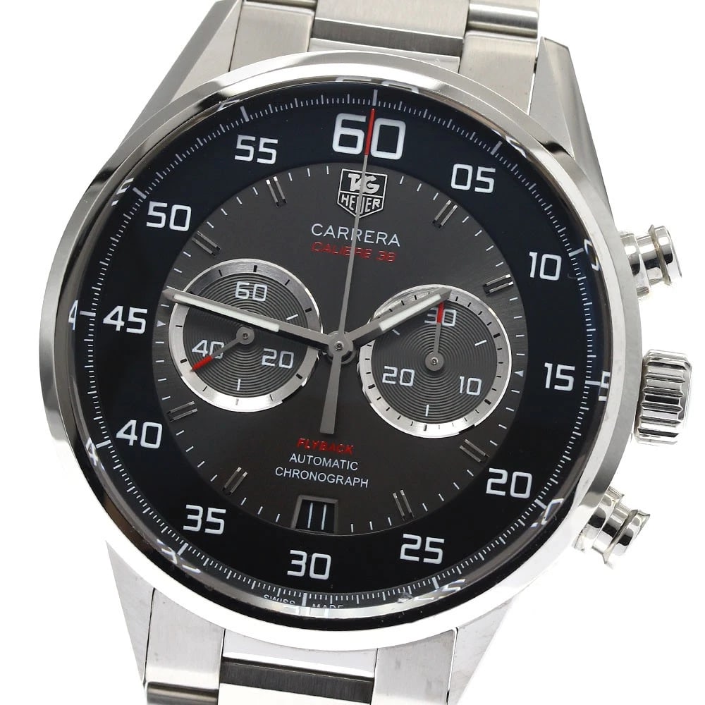 TAG HEUER CARRERA CALIBER CHRONOGRAPH AUTOMATIC: TAG HEUER Carrera Caliber Chronograph Automatic Brand: TAG HEUER Type: Wristwatch Material: Band Material Stainless Steel, Case Material Stainless Steel Color: Band Color Silver, Dial ColorBlack Grey,