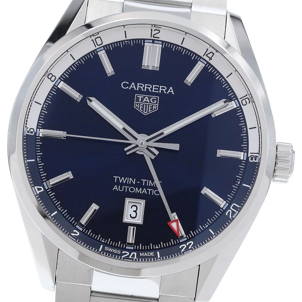 TAG HEUER CARRERA CALIBER AUTOMATIC WATCH: TAG HEUER Carrera Caliber Automatic Watch Brand: TAG HEUER Type: Wristwatch Material: Band Material Stainless Steel, Case Material Stainless Steel Color: Band Color Silver, Dial ColorNavy, Case ColorS