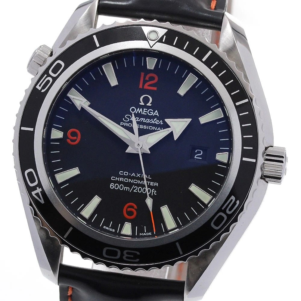 OMEGA SEAMASTER PLANETOCEAN COAXIAL CHRONOMETER WATCH: OMEGA Seamaster PlanetOcean Coaxial chronometer Watch Brand: OMEGA Type: Wristwatch Material: Band Material leather, Case Material Stainless Steel Color: Band Color black, Dial Colorblack, Case ColorS