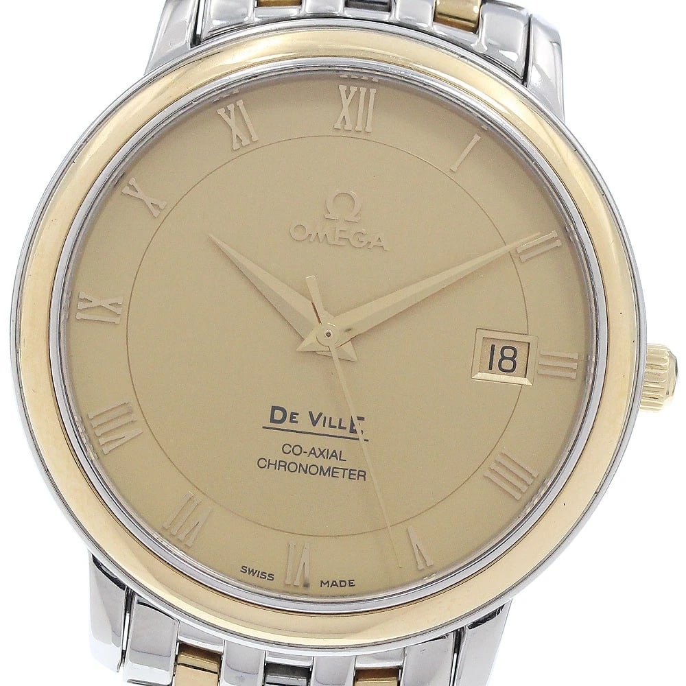 OMEGA DE VILLE PRESTIGE CO-AXIAL DATE AUTOMATIC WATCH: OMEGA De Ville Prestige Co-Axial Date Automatic Watch Brand: OMEGA Type: Wristwatch Material: Band Material Stainless Steel/YG, Case Material Stainless Steel/YG Color: Band Color Silver / Gold, Dial