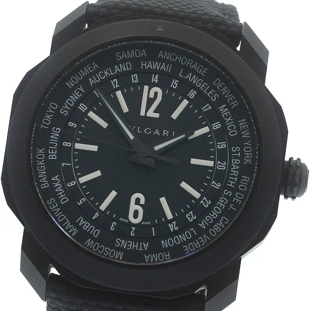 BVLGARI OCTOMA BLACK AUTOMATIC WATCH: BVLGARI Octoma black Automatic Watch Brand: BVLGARI Type: Wristwatch Material: Band Material rubber, Case Material Stainless Steel Color: Band Color black, Dial Colorblack, Case Colorblack Size: Case 