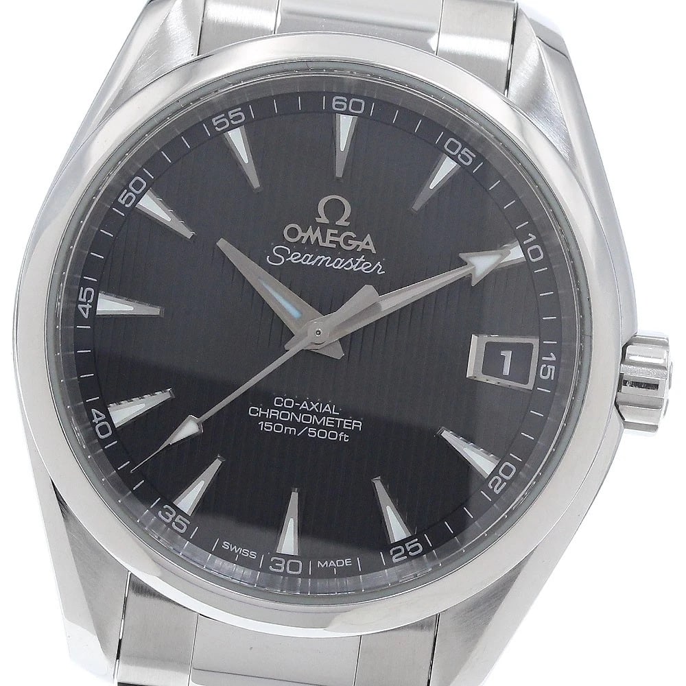 OMEGA SEAMASTER AQUA TERRA CO-AXIAL AUTOMATIC WATCH: OMEGA Seamaster Aqua Terra Co-Axial Automatic Watch Brand: OMEGA Type: Wristwatch Material: Band Material Stainless Steel, Case Material Stainless Steel Color: Band Color Silver, Dial Colorgray, Case
